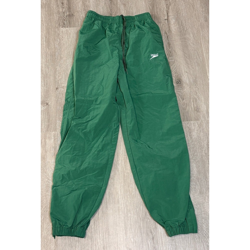 Speedo Vintage 90s Nylon Track Pants Lined‎ Joggers Mens Large Green